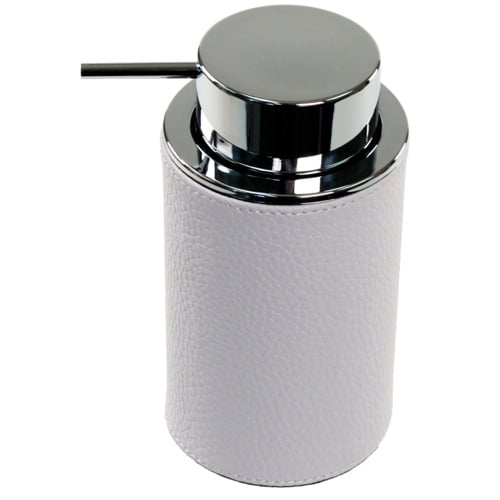 Soap Dispenser, Round, Made From Faux Leather, In White Finish Soap Dispenser, Round, Made From Faux Leather, In White Finish Gedy AC80-02